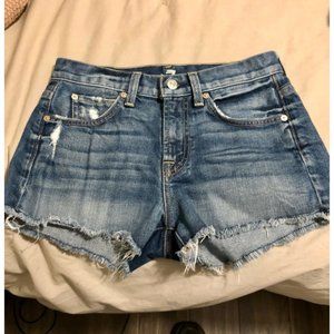 7 for All Mankind High Waist distressed cut off shorts